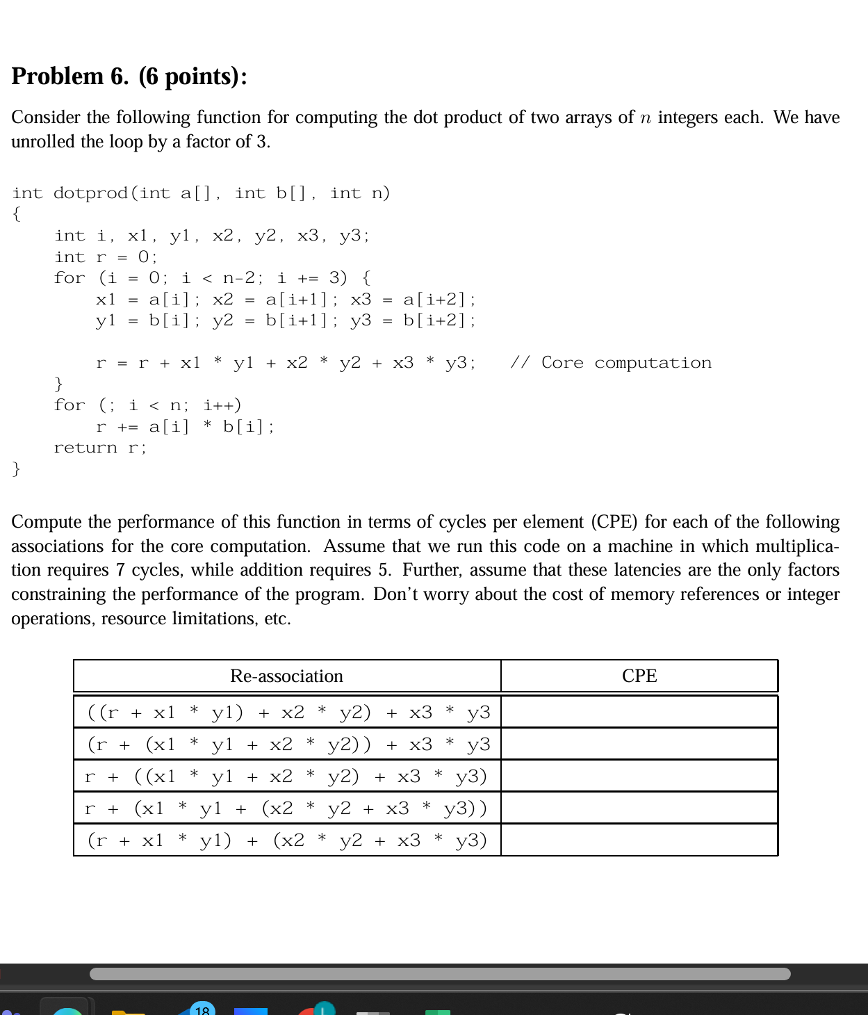 Solved Problem 6. (6 ﻿points):Consider the following | Chegg.com