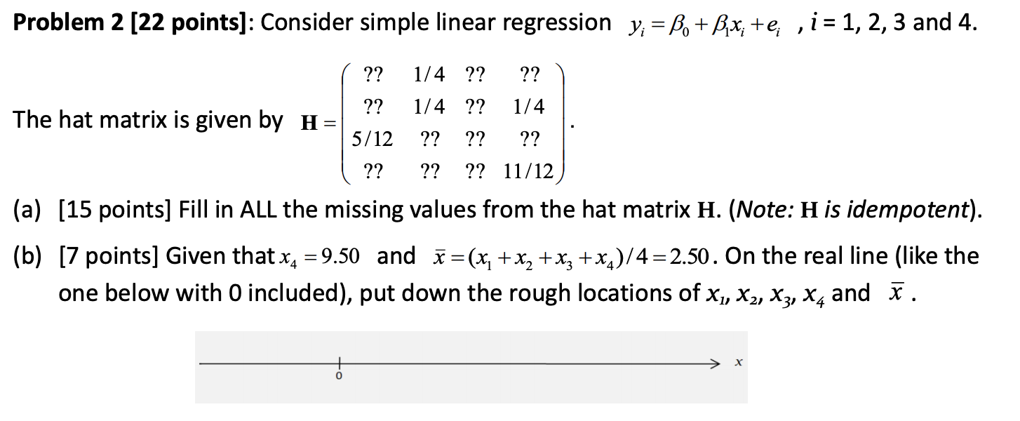 Problem 2 [22 points]: Consider simple linear | Chegg.com