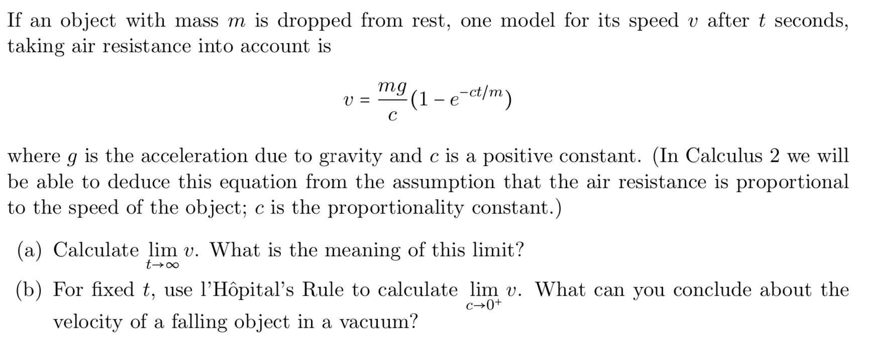 Solved If An Object With Mass M Is Dropped From Rest One Chegg Com