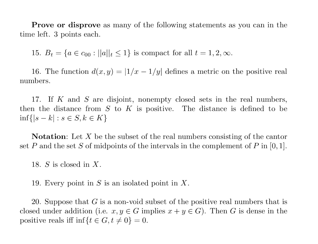 Solved Prove Or Disprove As Many Of The Following Stateme Chegg Com