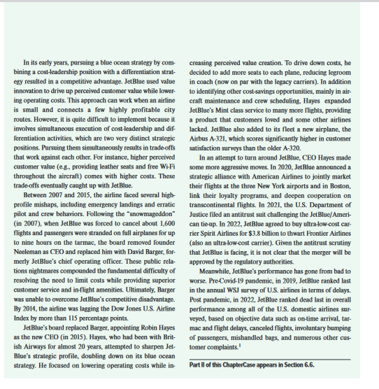 Solved Write a paper that explains why JetBlue was not able