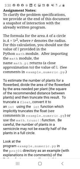 3:30 000 in C O N .. Assignment Notes: To clarify the problem specifications, we provide at the end of this document a snapsh