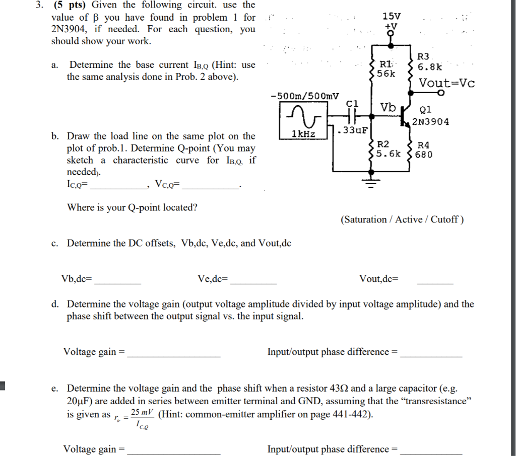Solved 3 5 Pts Given The Following Circuit Use The Va Chegg Com