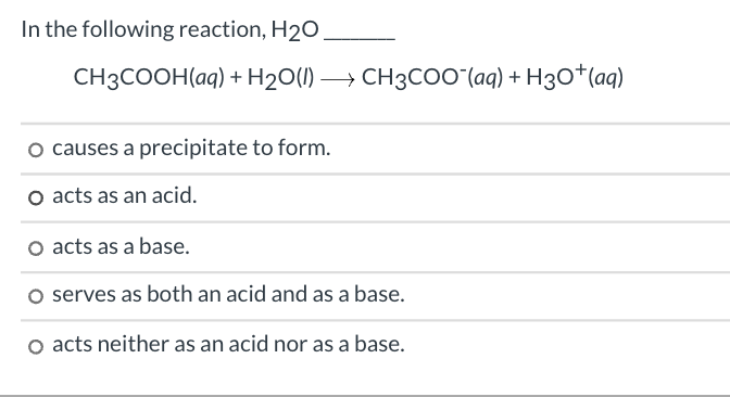 Phản Ứng Giữa CH3COOH và H2O