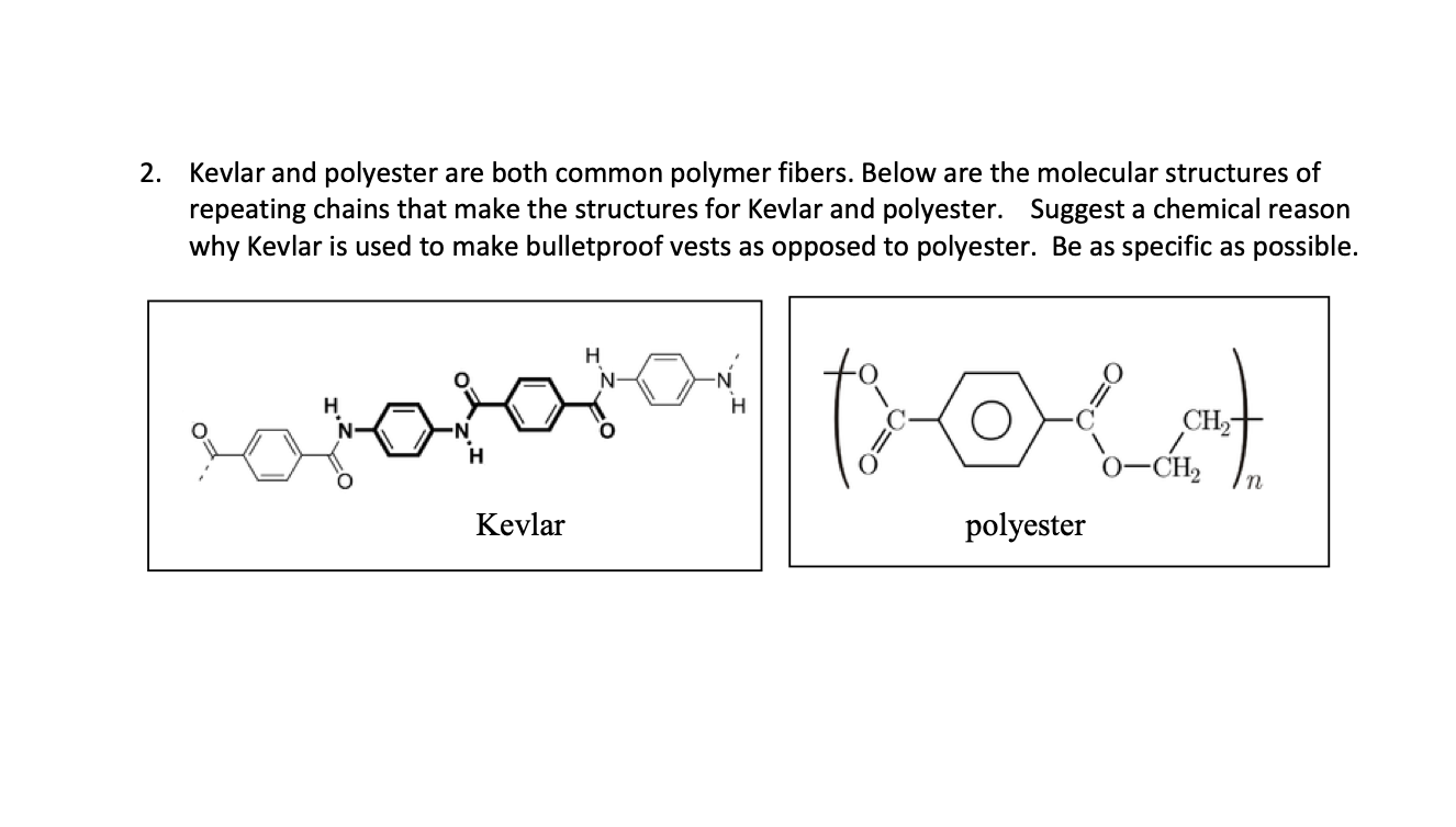Solved 2. Kevlar and polyester are both common polymer