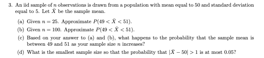 Solved 3. An iid sample of n observations is drawn from a | Chegg.com