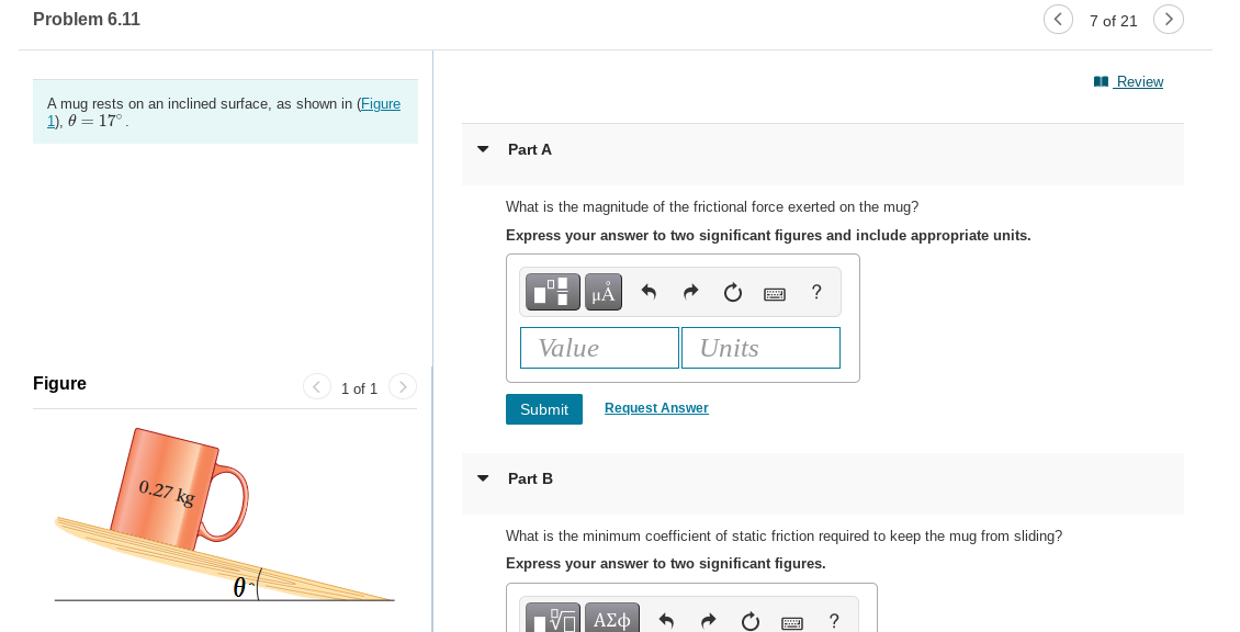 Solved Part B What is the minimum coefficient of static | Chegg.com