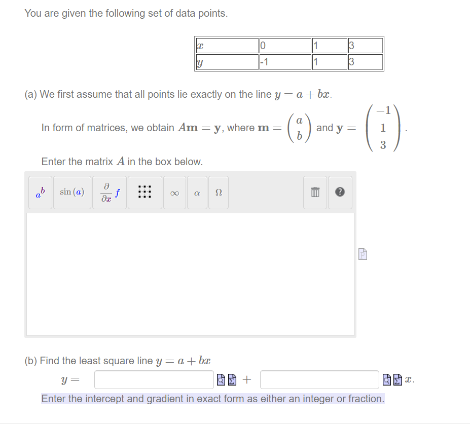 Solved You are given the following set of data points. 2 1 | Chegg.com