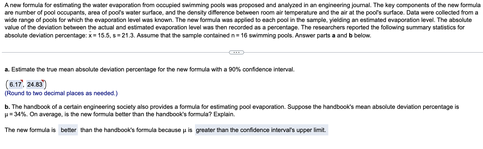 A new formula for estimating the water evaporation | Chegg.com