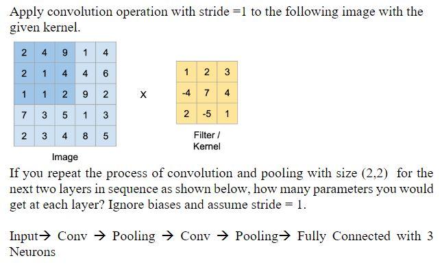Apply convolution operation with stride =1 to the | Chegg.com
