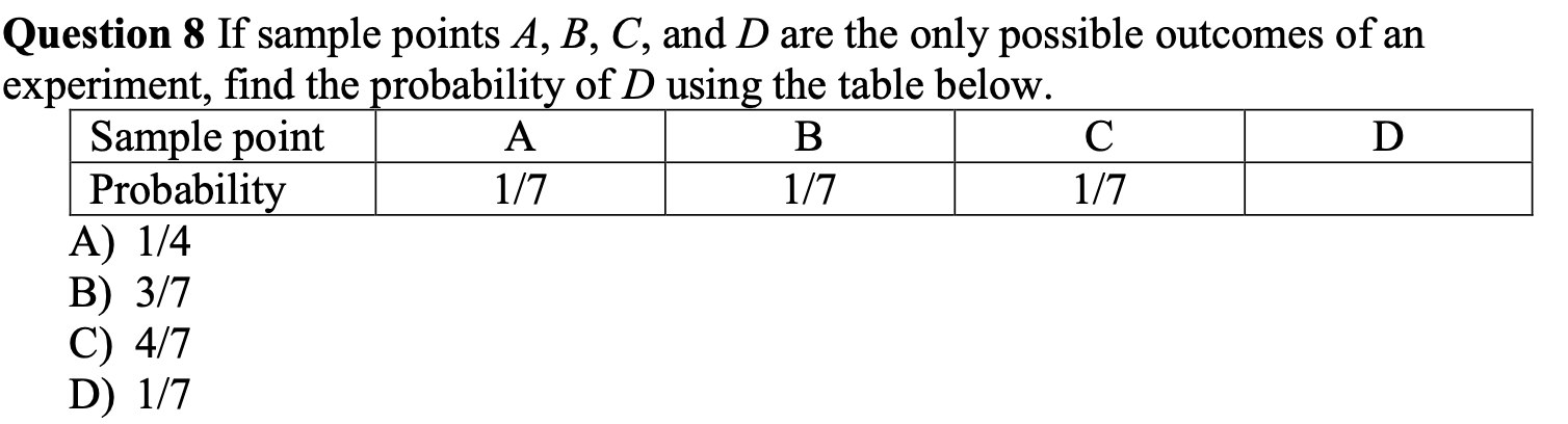 Solved 2 Question 8 If Sample Points A, B, C, And D Are The | Chegg.com