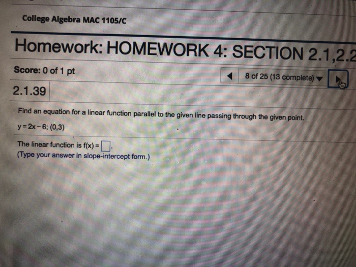 Solved College Algebra MAC 1105/C Homework: HOMEWORK 4: | Chegg.com