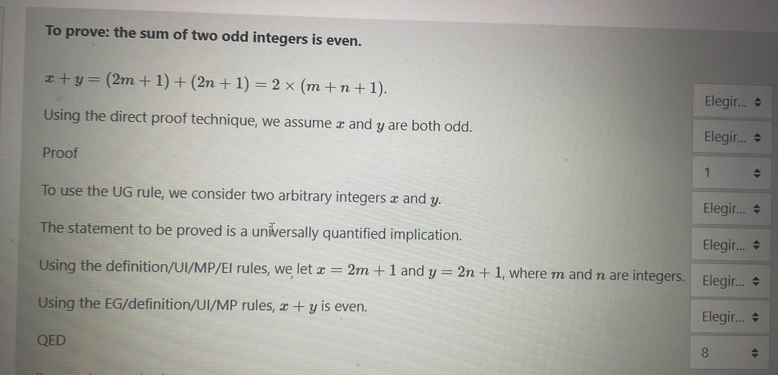 Solved To prove: the sum of two odd integers is even. | Chegg.com