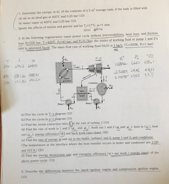 Solved 1. Determine The Exergy, In KJ. Of The Contents Of A | Chegg.com