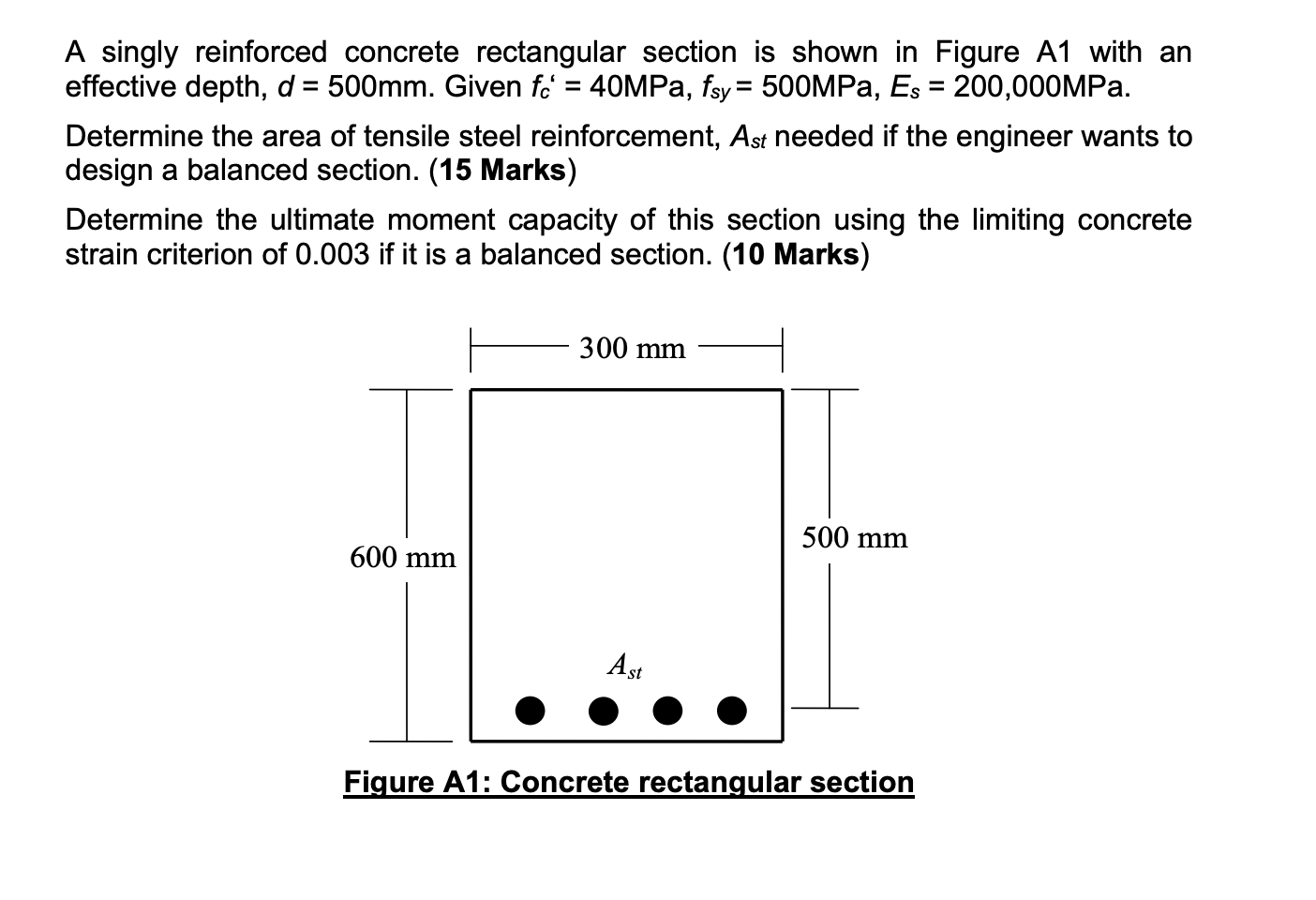 Solved A singly reinforced concrete rectangular section is | Chegg.com