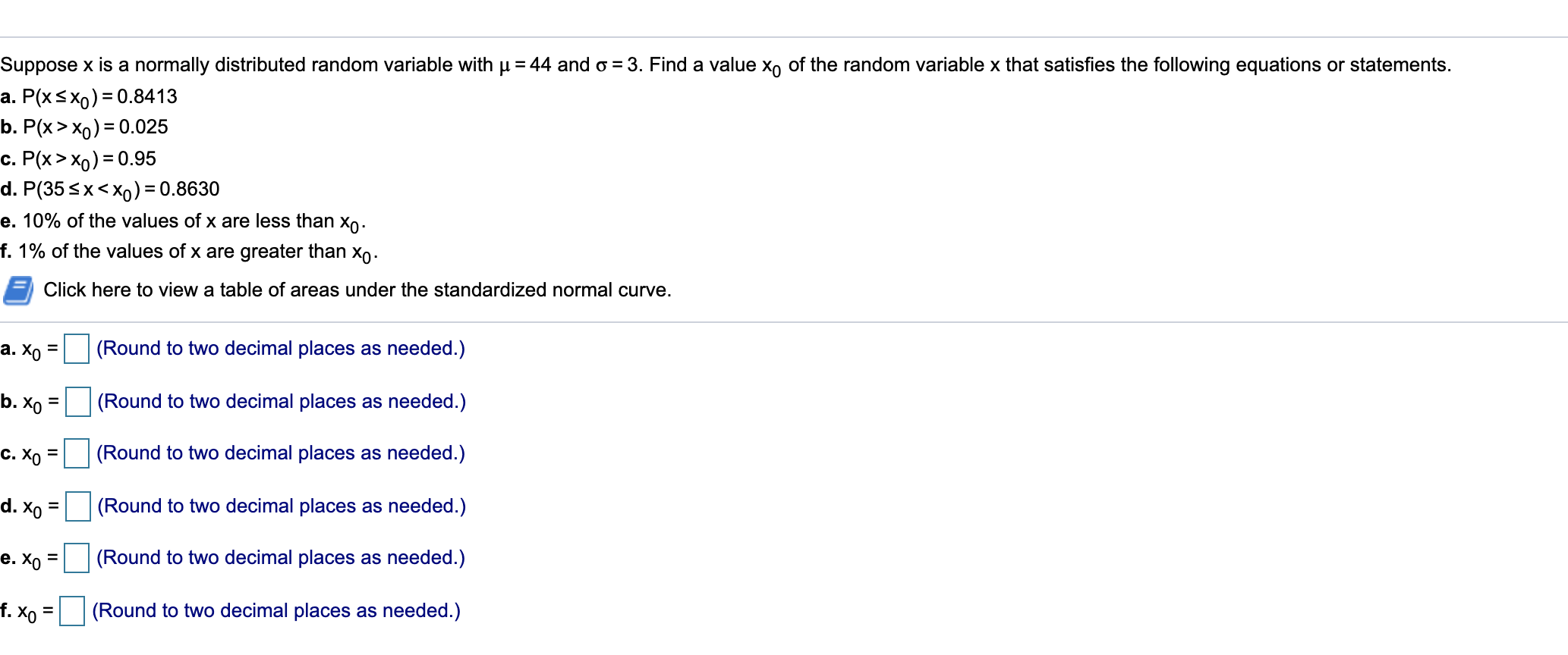Solved Suppose x is a normally distributed random variable | Chegg.com