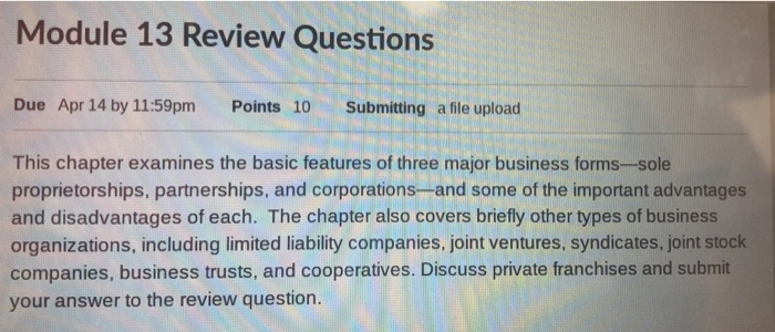 Solved Module 13 Review Questions Due Apr 14 by 11:59pm | Chegg.com