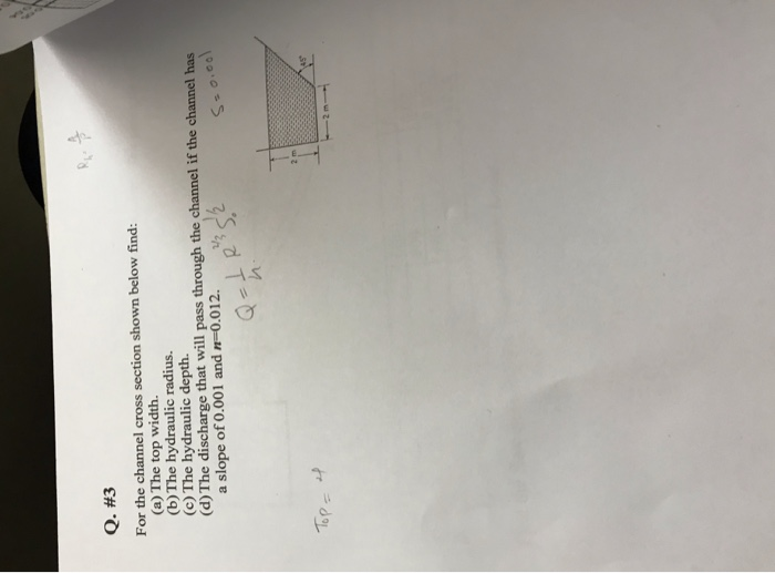 Solved Q. #3 For the channel cross section shown below find: | Chegg.com