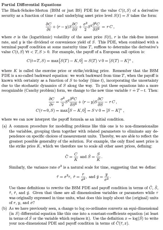 Partial Differential Equations The Black Scholes M Chegg Com