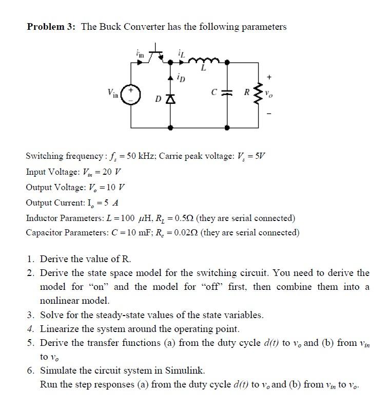 Solved Problem 3: The Buck Converter has the following | Chegg.com