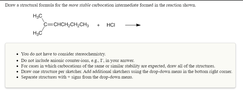 Solved Draw a structural formula for the more stable | Chegg.com