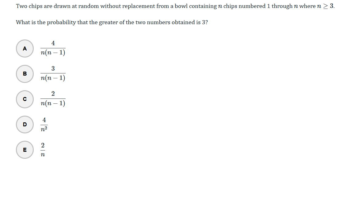 Solved Two chips are drawn at random without replacement