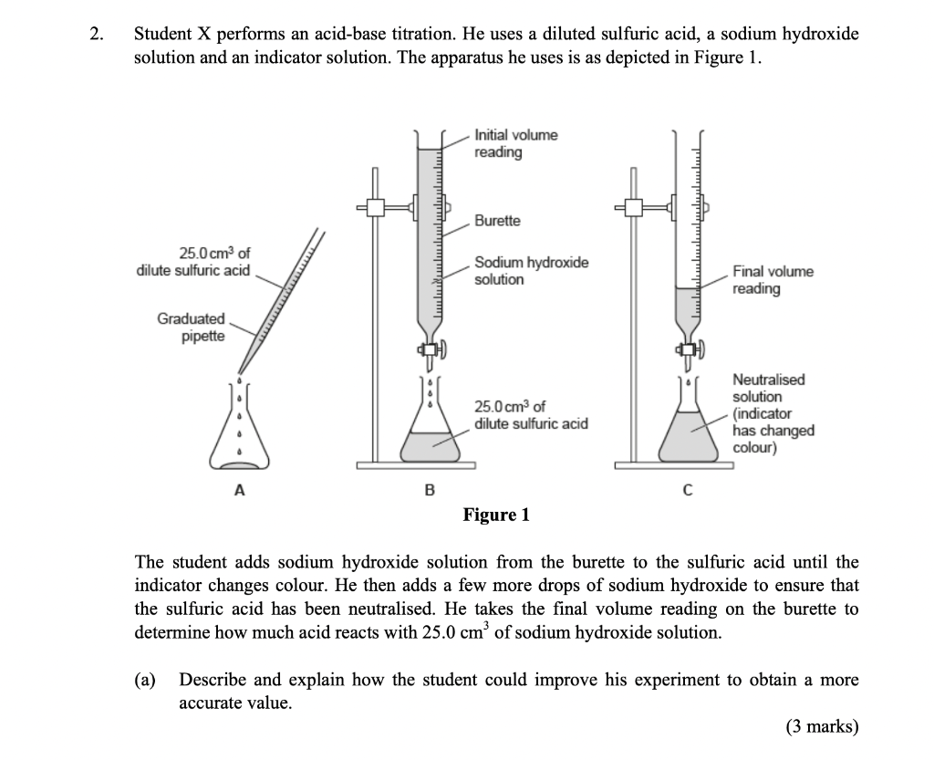 Solved 2. 2. Student X performs an acidbase titration. He