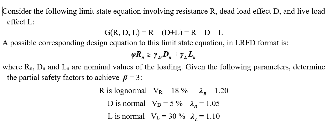 Solved Consider the following limit state equation involving | Chegg.com