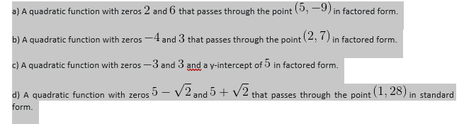find the zeros of the quadratic function y x2 5x 6