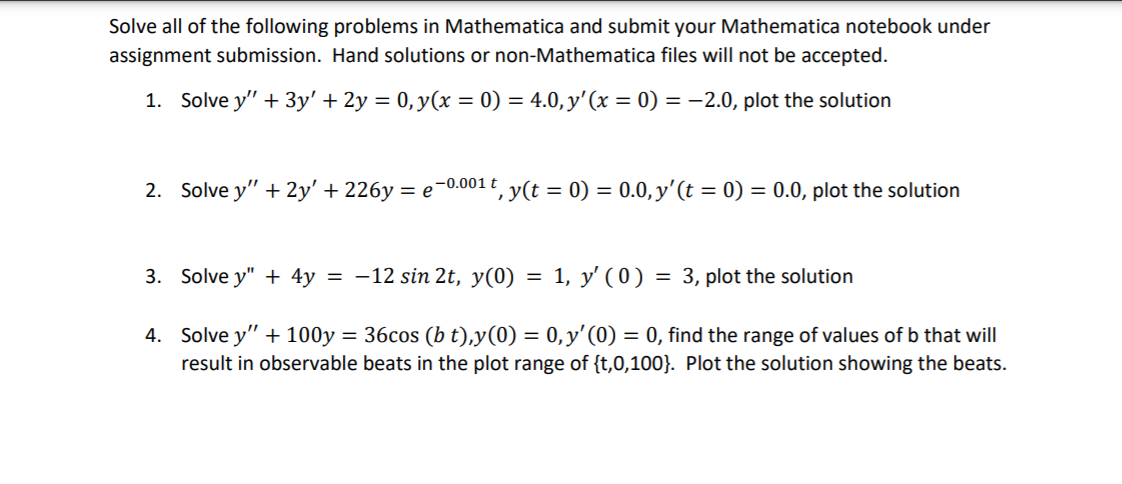Solved Solve all of the following problems in Mathematica | Chegg.com