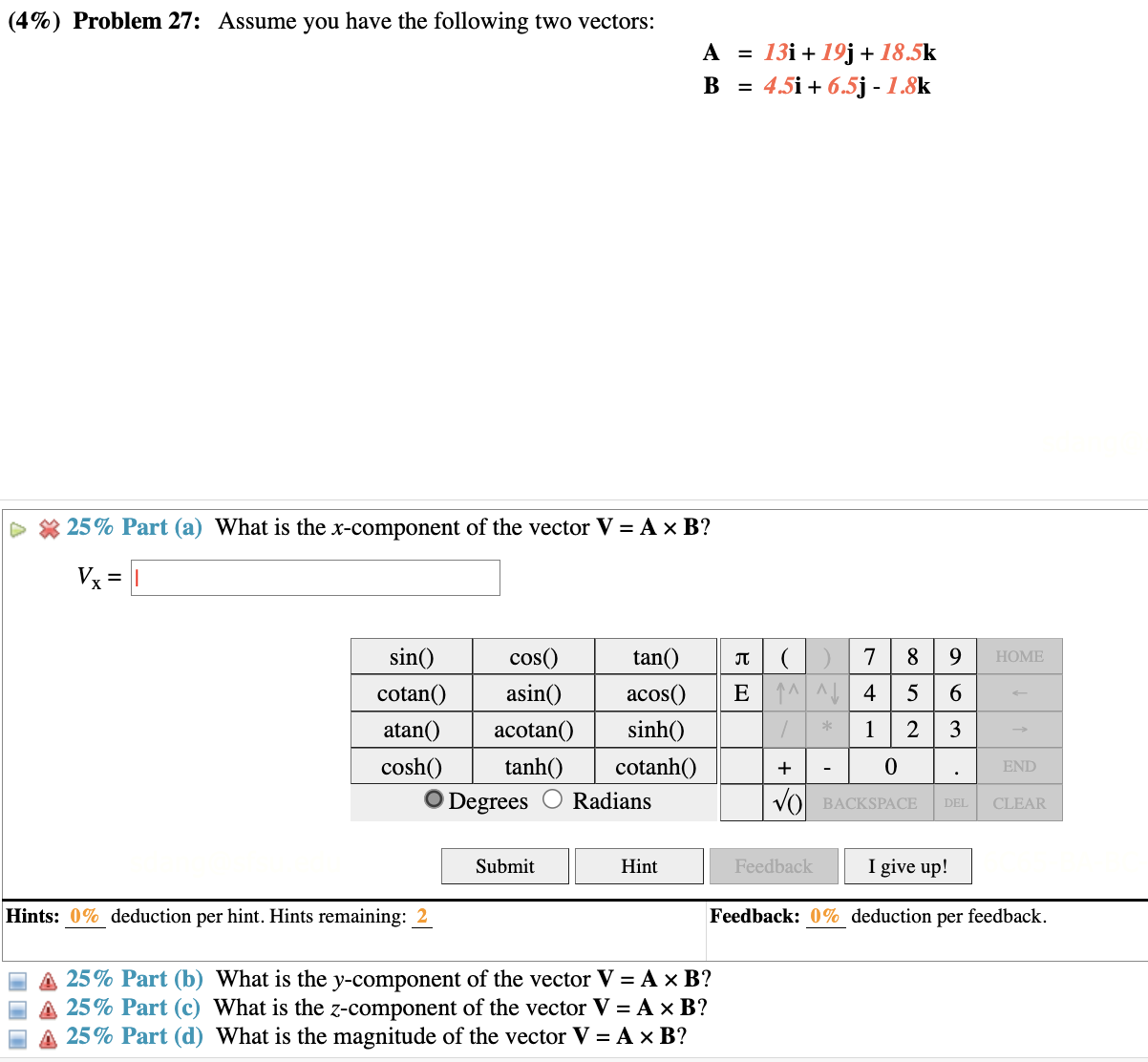 Solved (4\%) Problem 27: Assume You Have The Following Two | Chegg.com