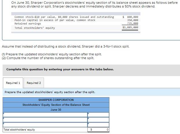 Solved On June 30. Sharper Corporation's stockholders' | Chegg.com