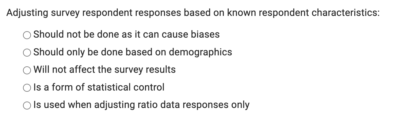 Solved Adjusting survey respondent responses based on known | Chegg.com