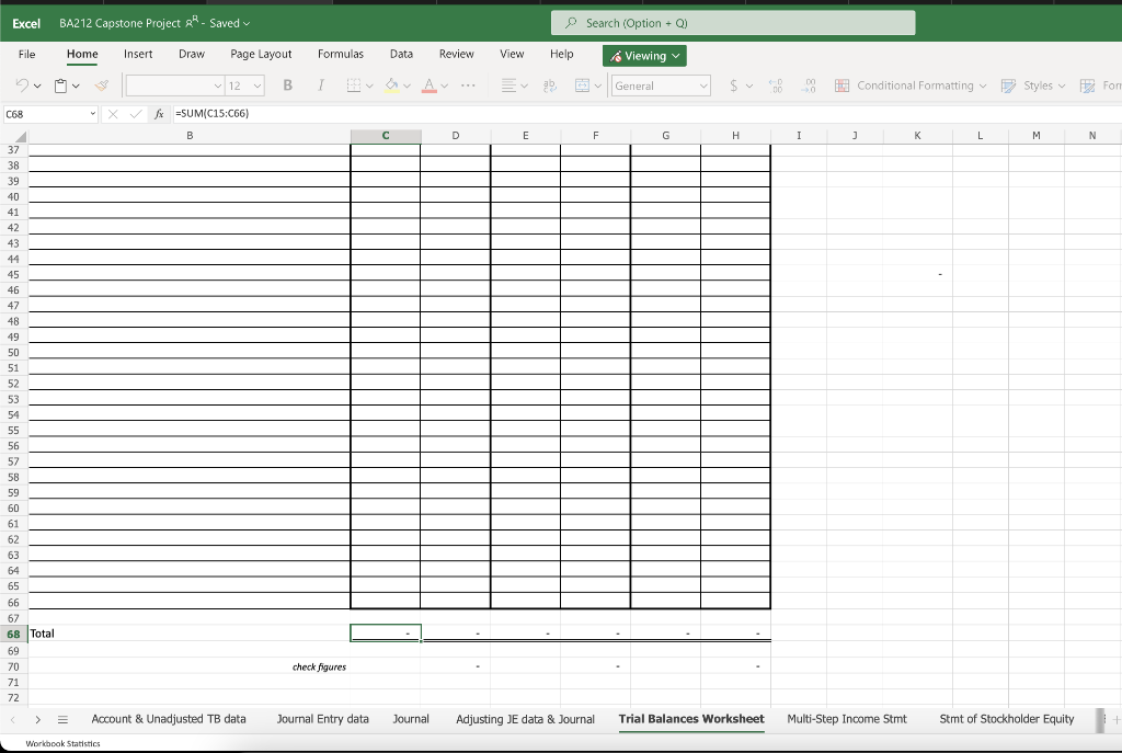 Solved Excel BA212 Capstone Project ². Saved File Hame | Chegg.com