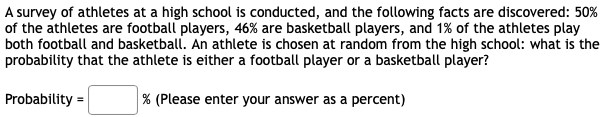 Solved A survey of athletes at a high school is conducted, | Chegg.com