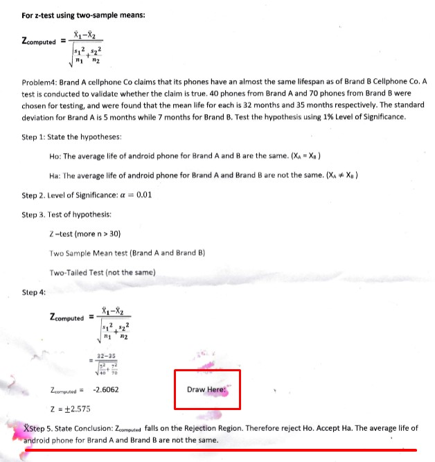 Solved For z-test using two-sample means: X--X2 Zcomputed = | Chegg.com