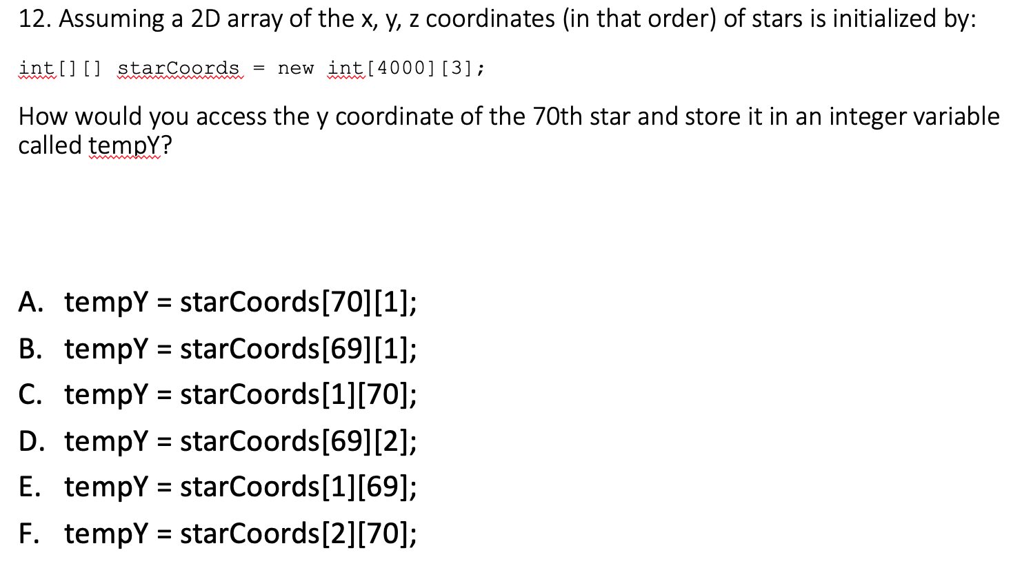 solved-12-assuming-a-2d-array-of-the-x-y-z-coordinates-chegg