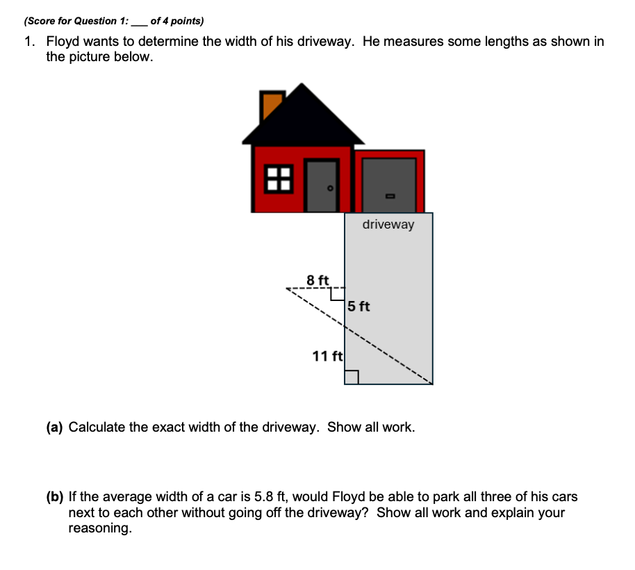 Solved 1. ﻿Floyd wants to determine the width of his | Chegg.com