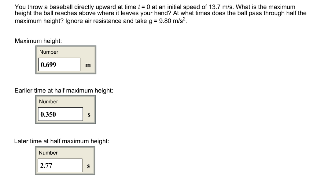 Solved You throw a baseball directly upward at time t0 at