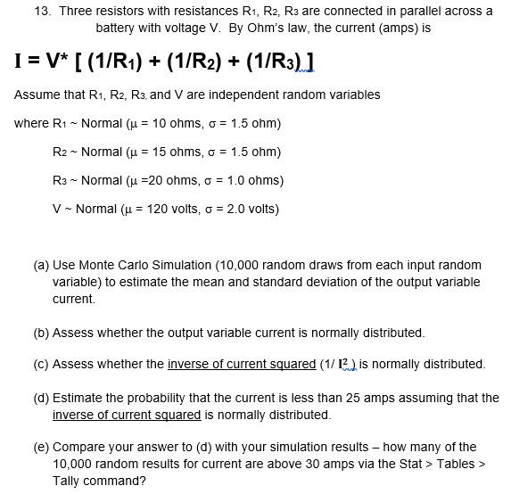 13. Three resistors with resistances R1, R2, R3 are | Chegg.com