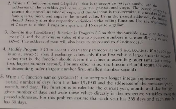 Solved 2. Write a C function named liquid() that is to | Chegg.com