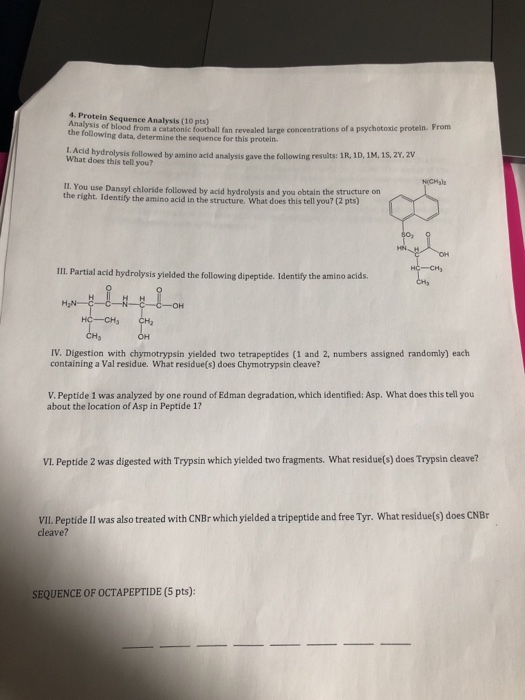 Solved 4. Protein Sequence Analysis (10 pts) the following | Chegg.com