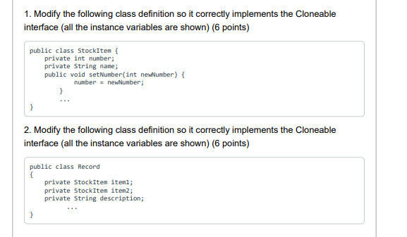 Solved 1. Modify the following class definition so it | Chegg.com