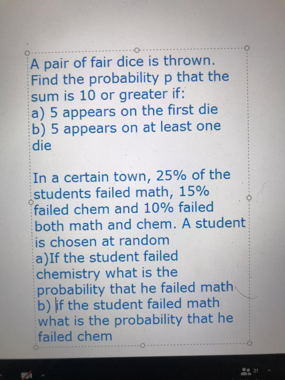 Solved A Pair Of Fair Dice Is Thrown. Find The Probability P | Chegg.com