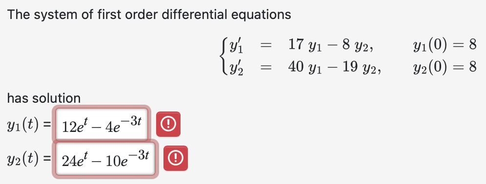 Solved The system of ﻿first order differential | Chegg.com