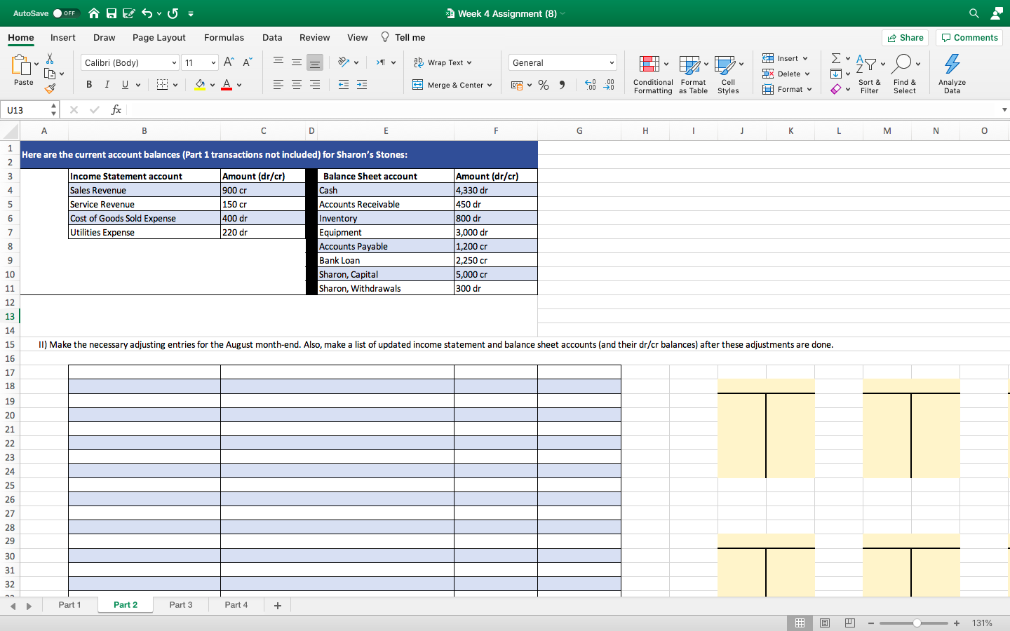 Solved AutoSave OFF HESU- Week 4 Assignment (8) Home Insert | Chegg.com