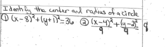 Solved Identify the center and radius of a circle | Chegg.com