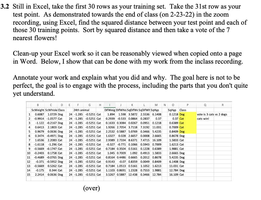 Still in Excel, take the first 30 rows as your | Chegg.com