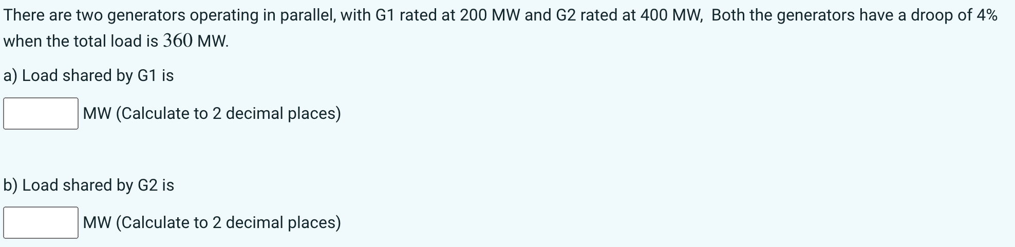 Solved There are two generators operating in parallel, with | Chegg.com