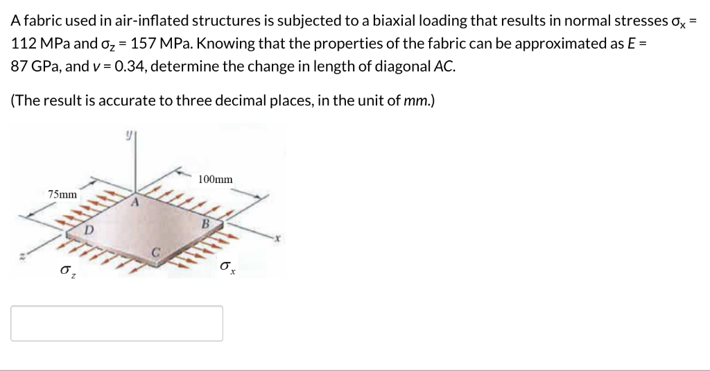 Solved A fabric used in airinflated structures is subjected
